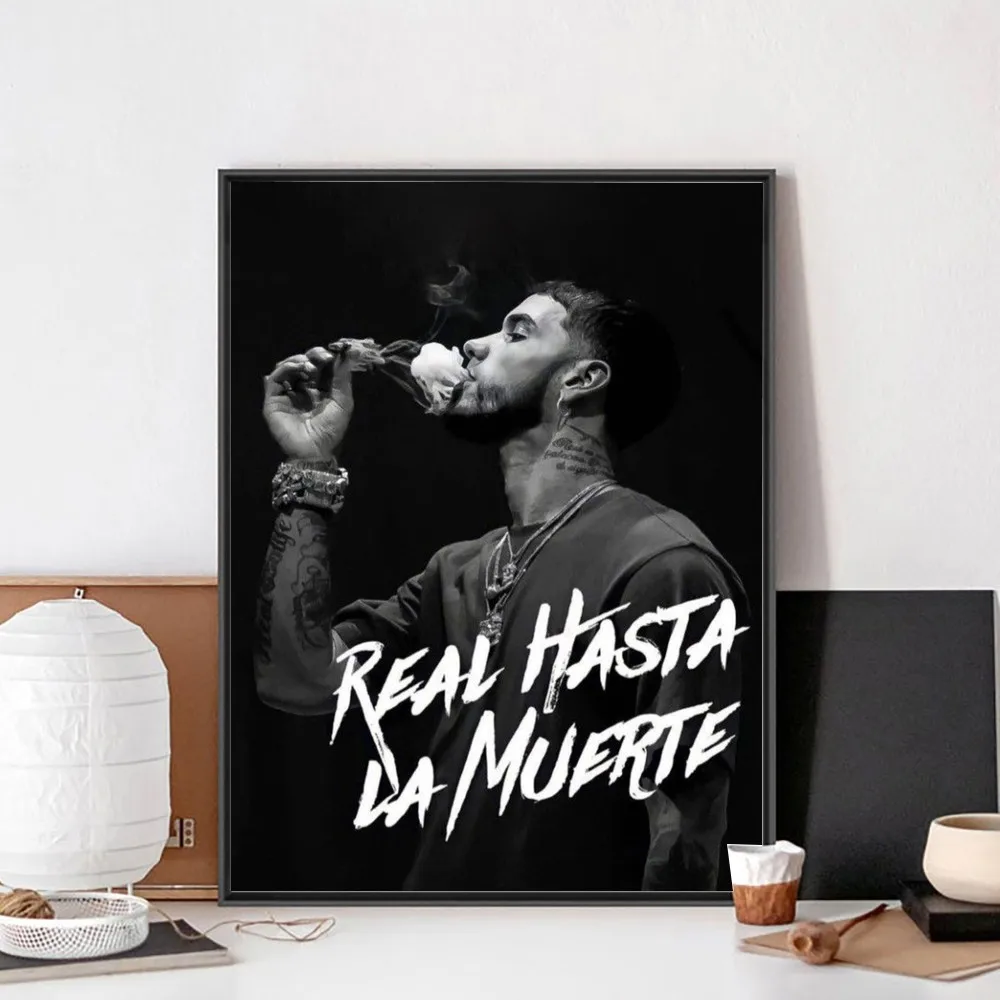 Cartaz de papel kraft vintage, pintura artística da parede, cartaz, hip hop, rapper, anuel, aa, clube, bar, quarto, estudo, adesivos