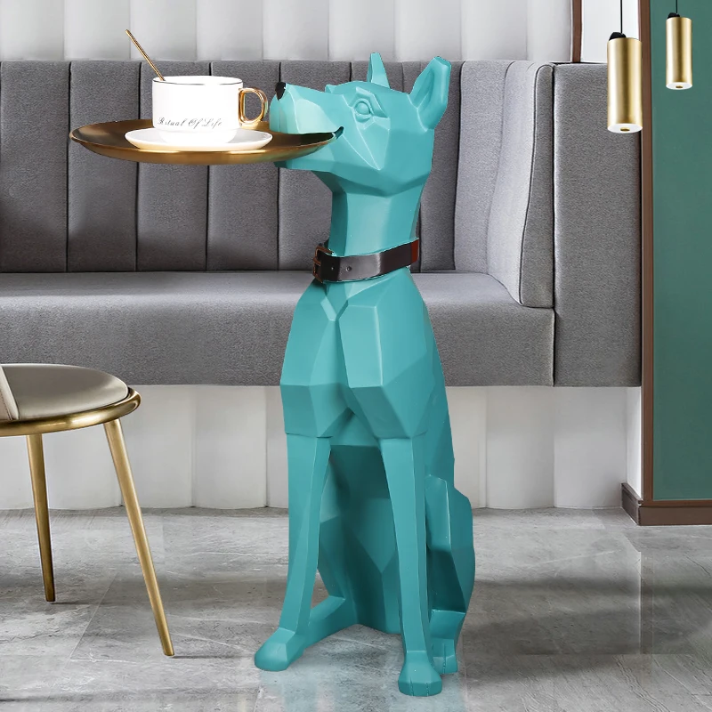 64cm Room Decor Dog Statues Sculptures Ornaments Luxury Home Living Room Sofa Side Tray Storage Large Floor Decoration Figurines