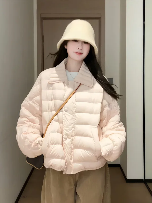 

Fashionable Sweet Pink Single Button Cotton Jacket Winter 2025 New Korean Style Versatile Casual Outerwear for Young Women
