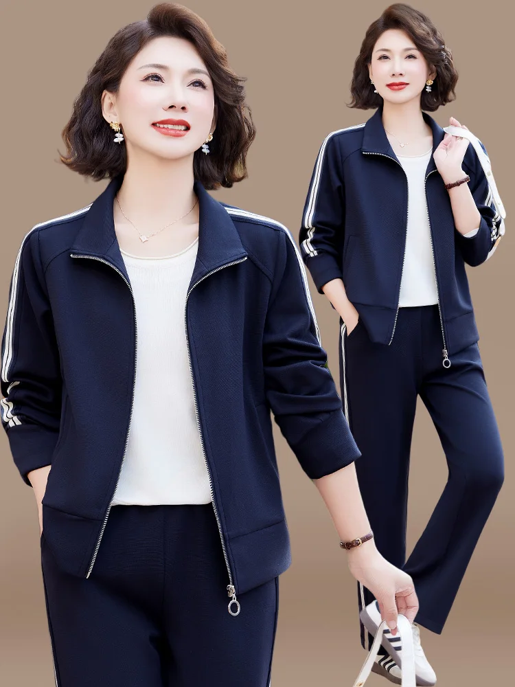 

Young Mom Casual Sportswear Set Spring 2025 New Sle plus Size Two-Piece Suit for Middle-Aged Women Spring Autumn Jaet