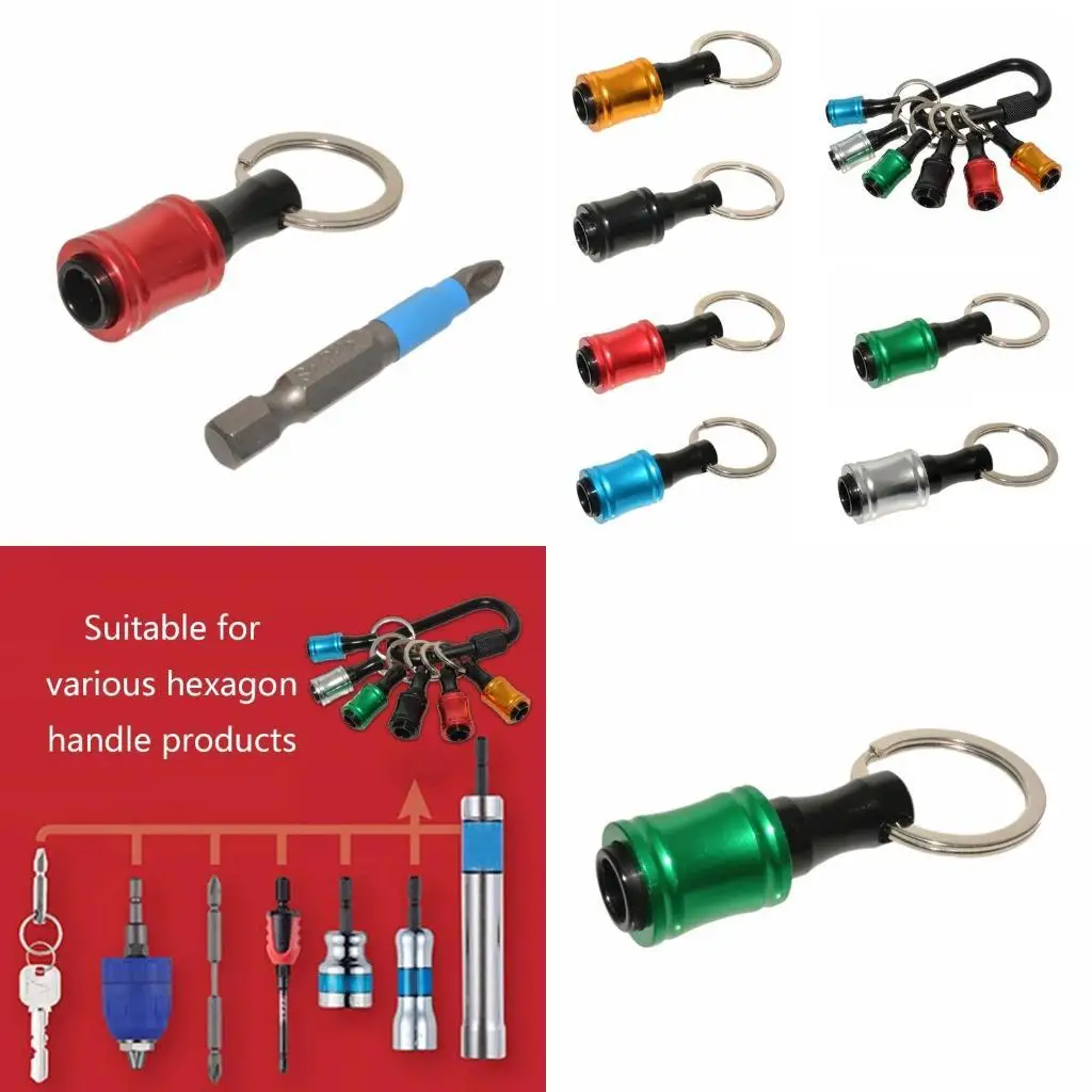 

R9UF Keychain Extension Bar Aluminum Alloy Screwdriver Bits Holder Set Portable Drill