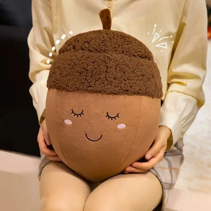 Adorable pomme de pin famille peluche oreiller doux bébé poupée dessin animé châtain peluche jouets mignon doux coussin cadeau d'anniversaire de noël