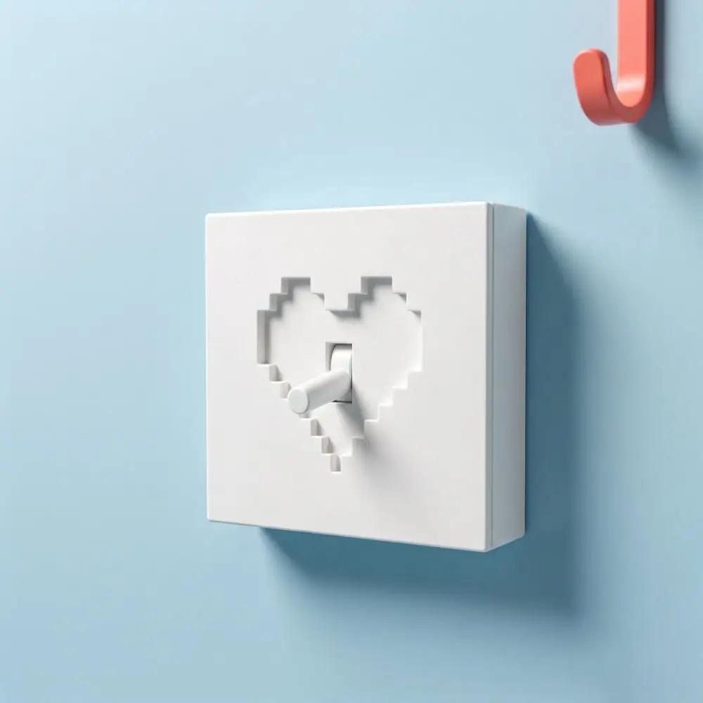 3D Printed Pixel Heart Light Switch Cover Removable Retro Game Style Joystick Switch Stickers Waterproof