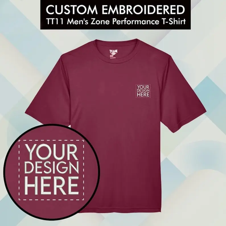

Custom Embroidered Logo Text Image Performance T-Shirt Unisex Men Women Add Your Logo Design Dhirts Comfortable Daily Casual Top