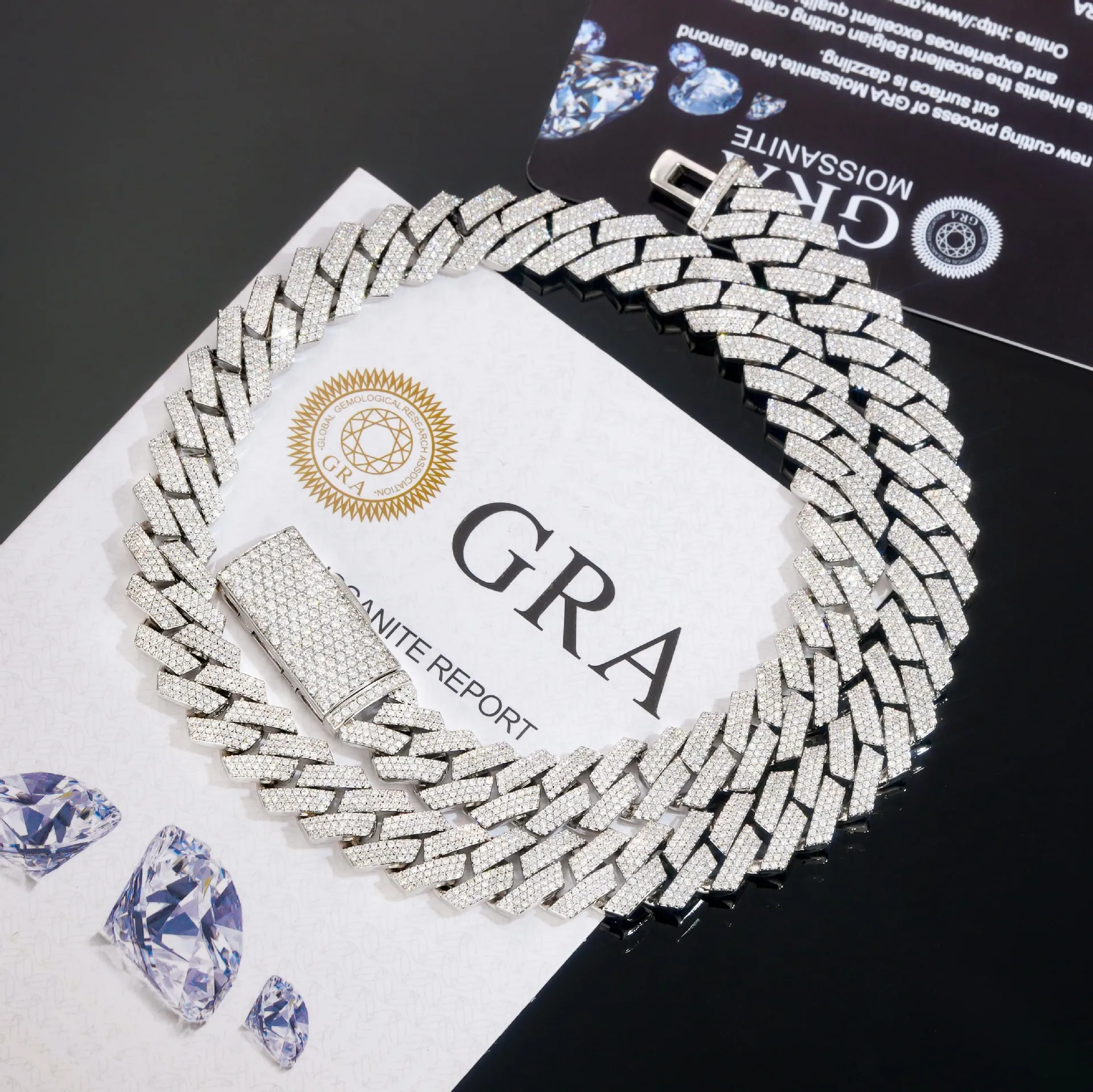 12mm 3 Rows Moissanite Iced Ou - Cuban Link Chain 12Mm recension och pris