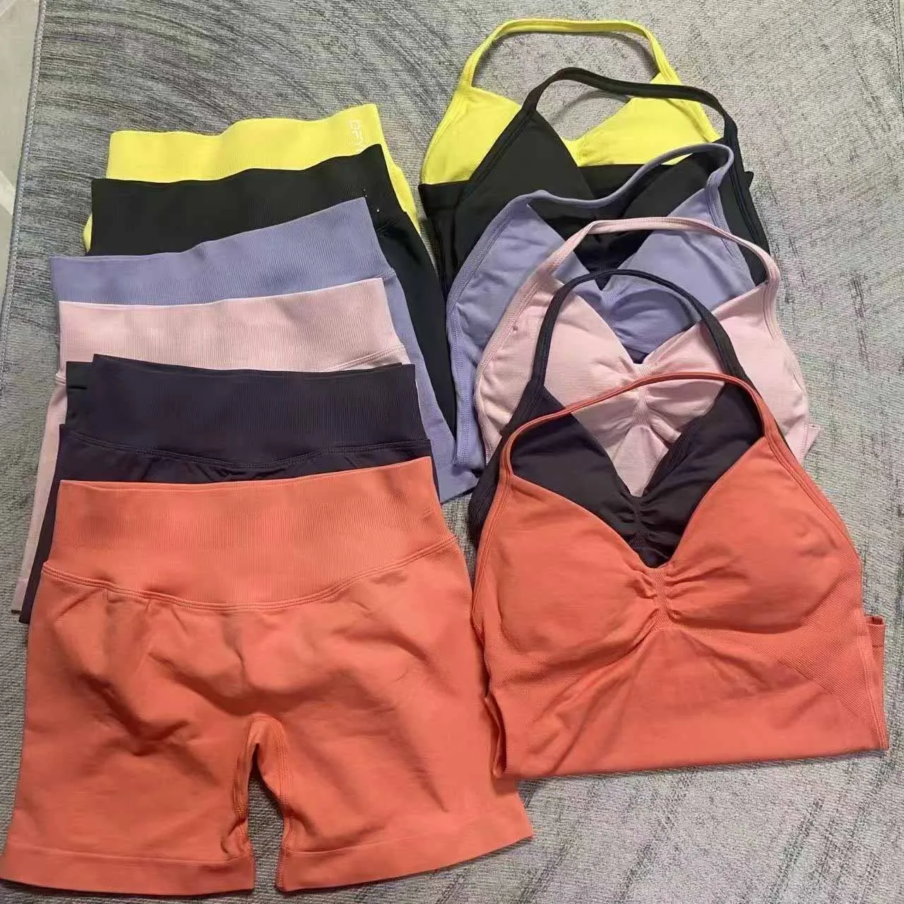 

С логотипом, 2 шт., комплект для спортзала Dfyoga Impacts, майки с высокой талией, бесшовные шорты, спортивный костюм, одежда для фитнеса, спортивная одежда для тренировок