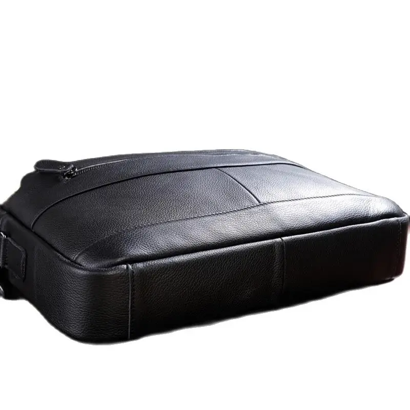 Sac à main d\'affaires en cuir véritable pour hommes, sacs de messager, sac d\'ordinateur portable de voyage lancé vintage, grande capacité, étui