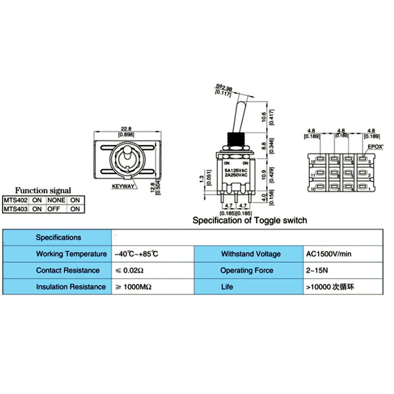 1 pces, 12pin, interruptores de alternância, vermelho, 2/3 posição, em-on dpdt mini interruptores de alternância, 6a/125v-2a/250v ac, MTS-402,