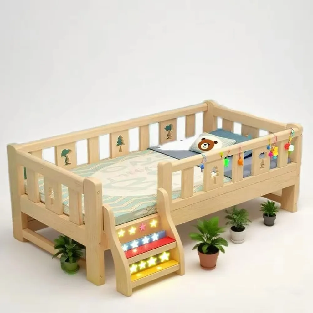 공장 직판 어린이 침대 원목 침대 남아 여아 아기 원목 침대 E0 등급