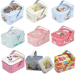 Biscuit Storage Box Tinplate Cookie Tins Storage Box with Handle Biscuit Candy Tin Packaging Gift Box 9 Styles to Choose