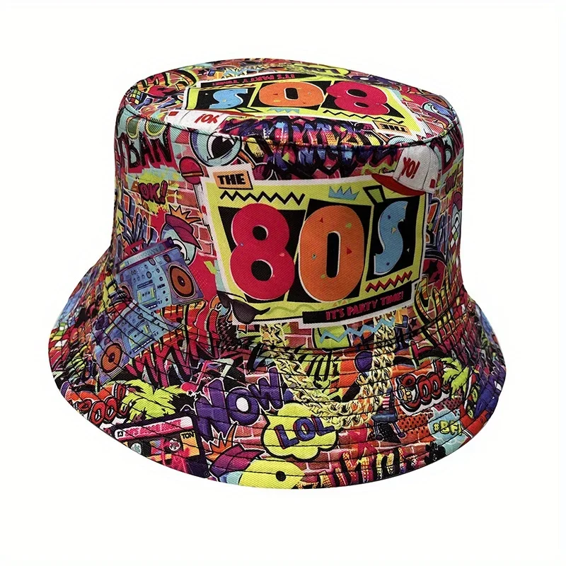 

Graffiti Print Fisherman Hat Reversible Breathable Sun Protection Bucket Caps For Men Women Summer Sports Hiking Hip-Hop Hats