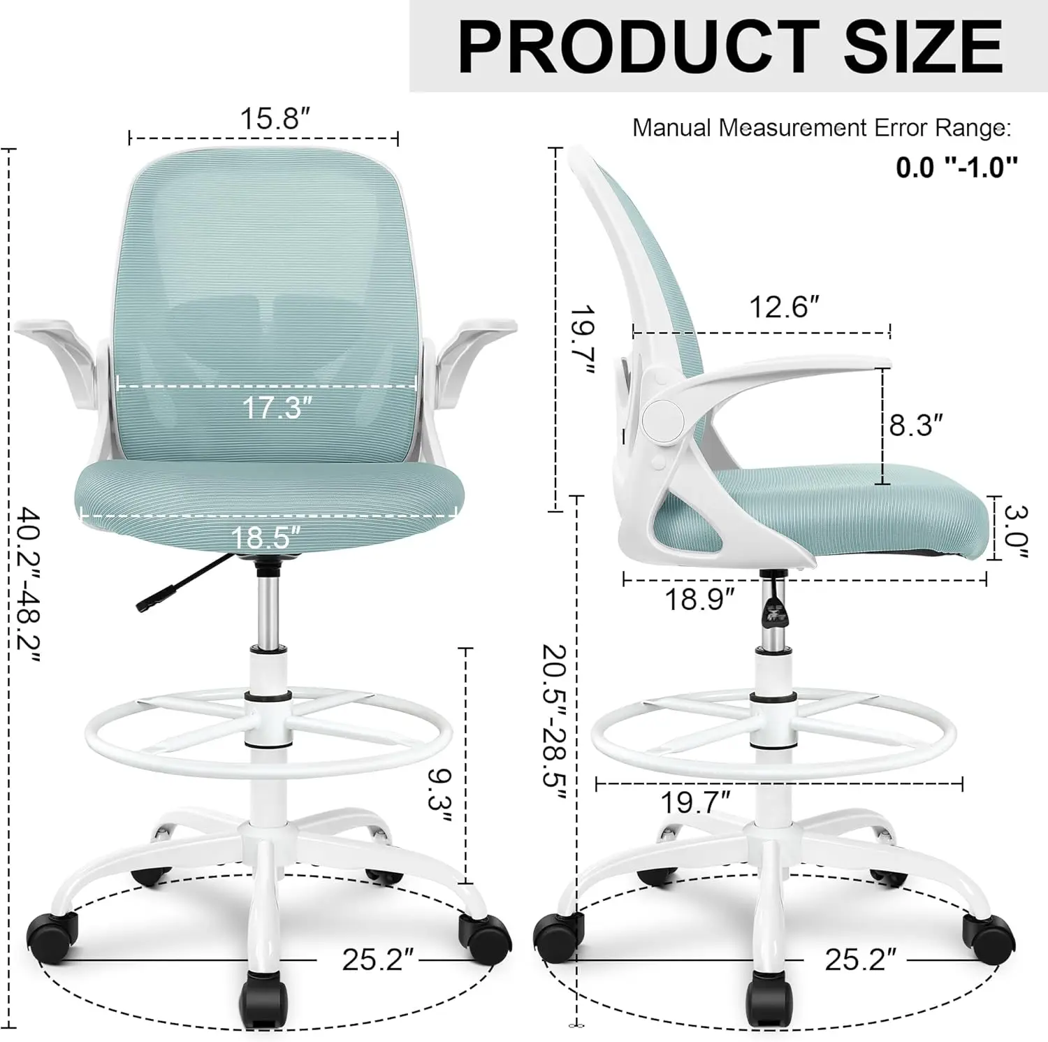 Zeichens tuhl hoher Bürostuhl mit hoch klappbaren Armlehnen Executive ergonomischer Computer Stehpult Stuhl mit Lendenwirbel stütze