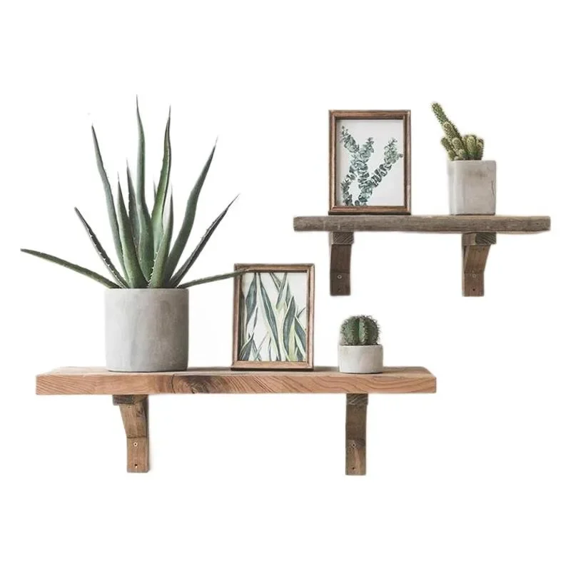 Wall rack baffle solid wood old wooden display frame Nordic style simple wall support