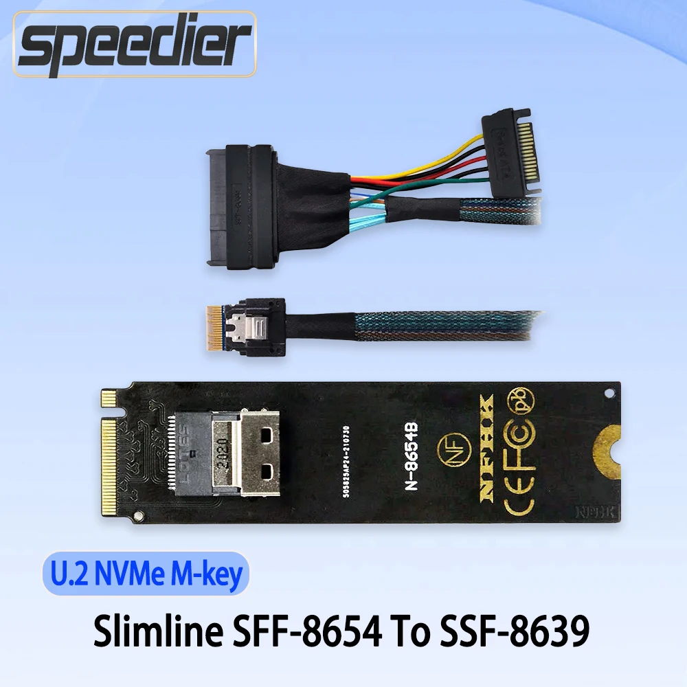 

NGFF M-Key U.2 Solid State SSD NVMe Slimline SFF-8654 To SSF-8639 SF-013 adapter card Conversion Cable PCI-E Protocol Hard Disk