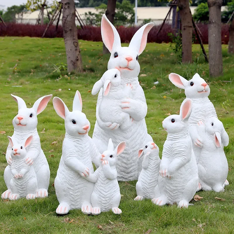 Real rabbit ornament fiberglass animal sculpture outdoor large public garden landscape sales office lawn decoration