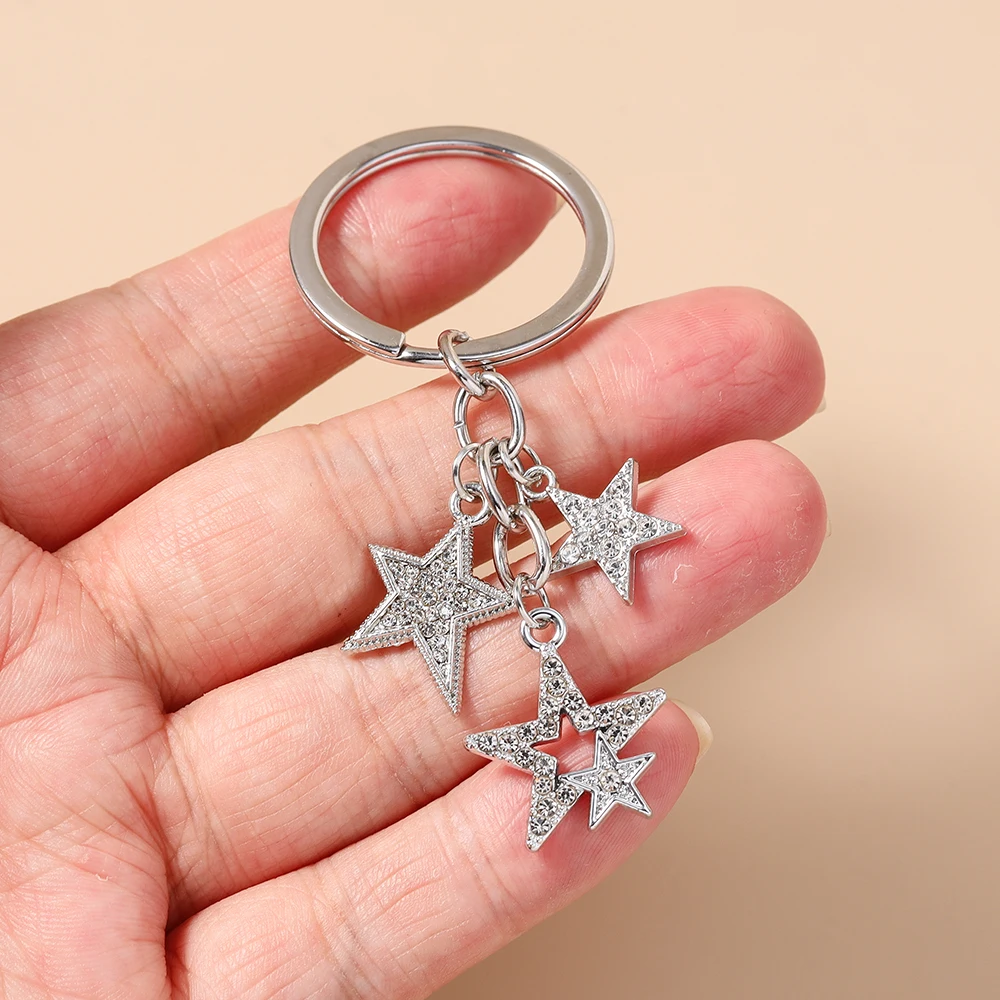 Aihua Zierlicher Strass-Stern-Schlüsselanhänger Kristall-Eiffelturm-Schlüsselring-Anhänger für Damen Mädchen Handtaschen-Deko Charms DIY Schmuck – Detail 4