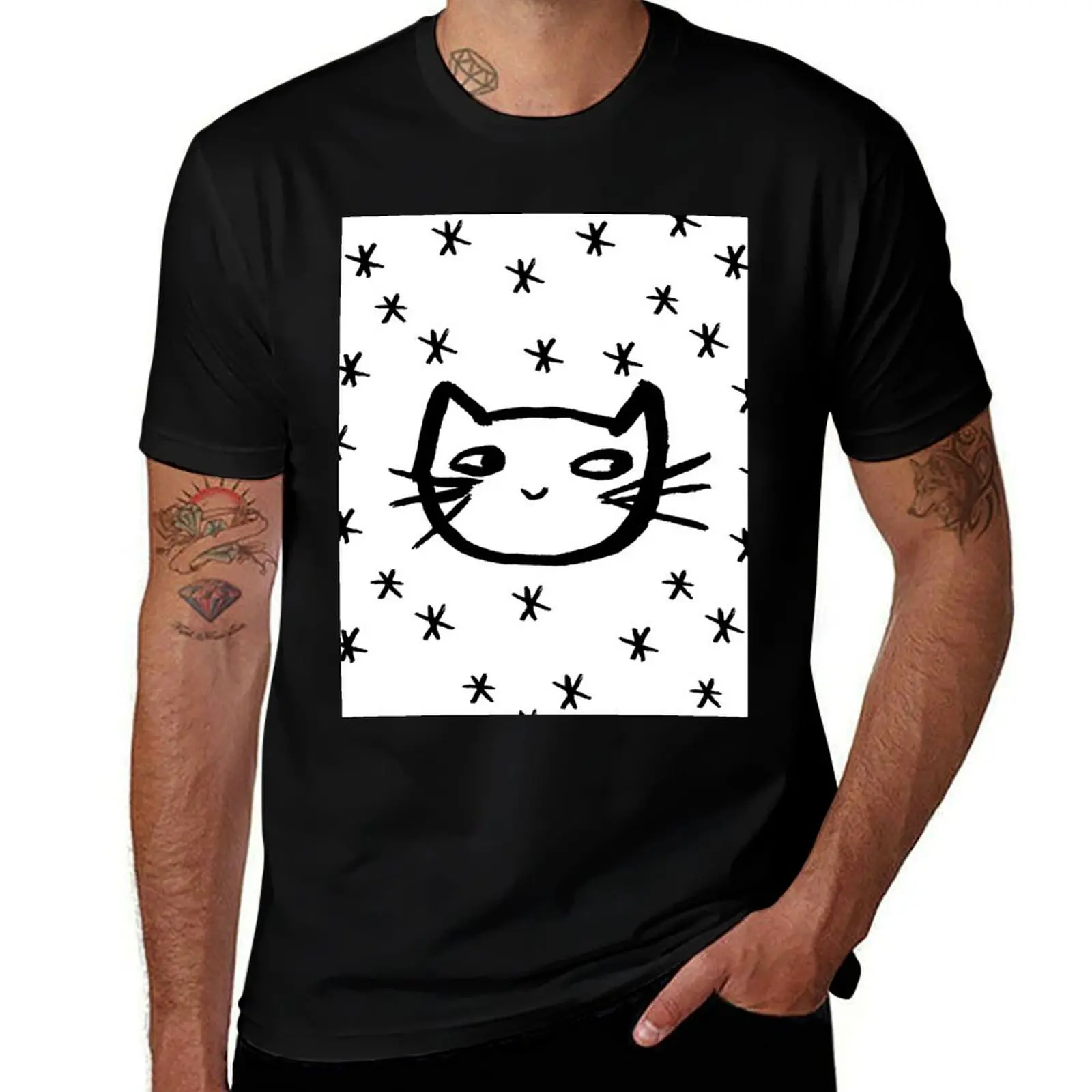 

Starry Cat T-Shirt graphic tee shirt man clothes blacks mens designer t shirt
