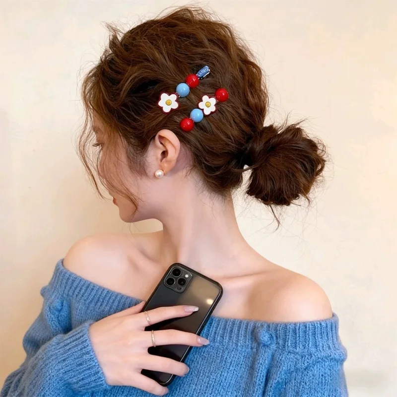 روك شوجر الزعرور زهرة مقاطع الشعر الكورية لطيف الفاكهة دبابيس الشعر كريم الحلو الاتجاه مشبك شعر للفتيات الاطفال الإكسسوارات