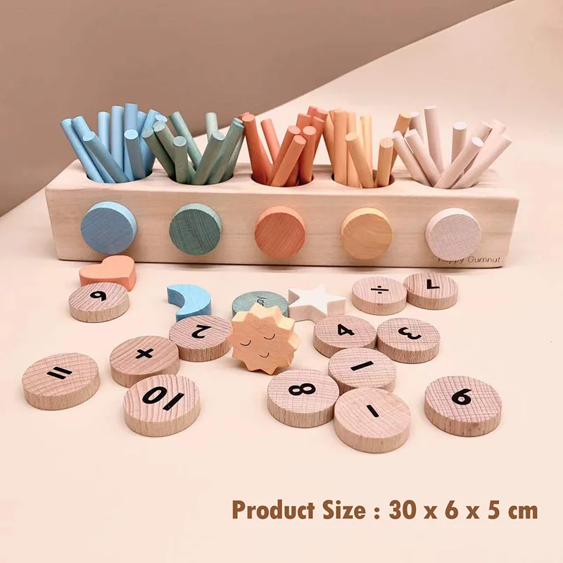 

Children's Montessori Math Toys Spindle Box Education Game Number Color Sorting Counting Toys Open Ended Learning Wooden Toys