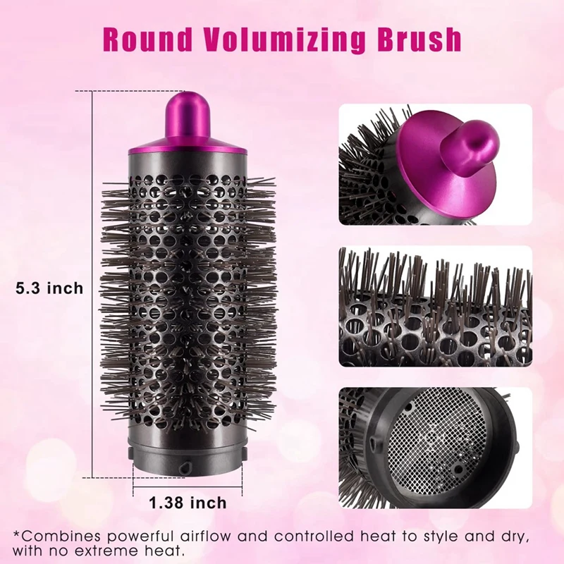 Round Volumizing escova e adaptador para Dyson Airwrap, secador de cabelo, limp, plana, acessório ferramenta B, fácil instalação, 2pcs