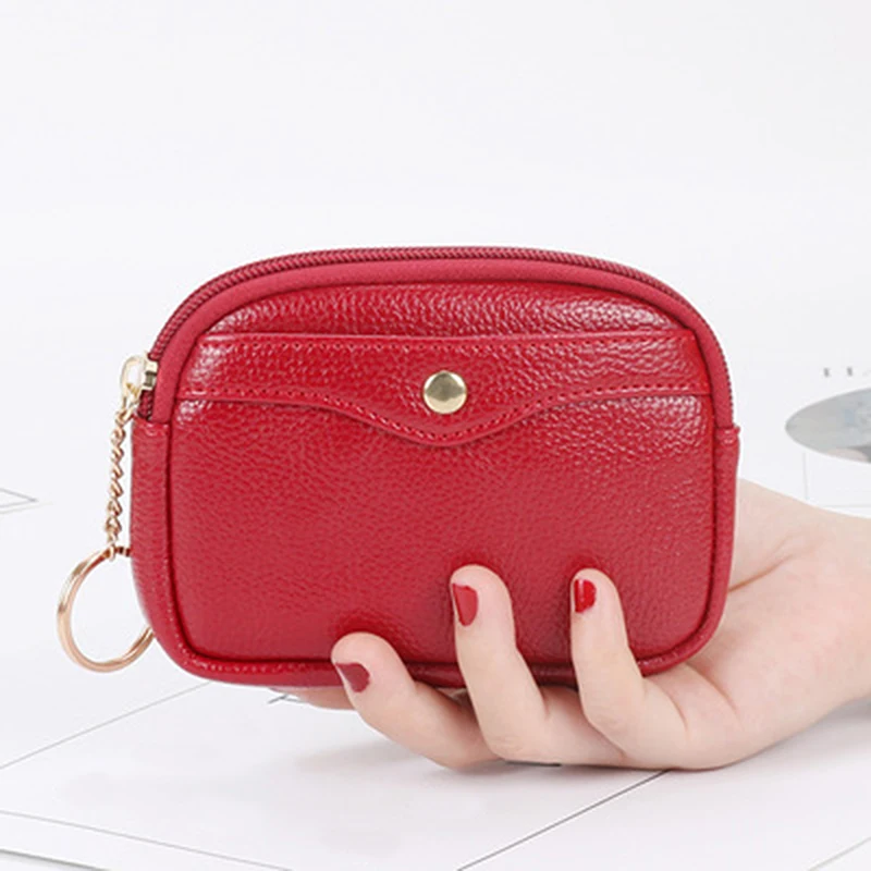 ﻿Women\'s Zero Wallet Shell Shaped Small Wallets Solid Color Simple Lightweight Breathable Soft Leather Business Card Key Bags