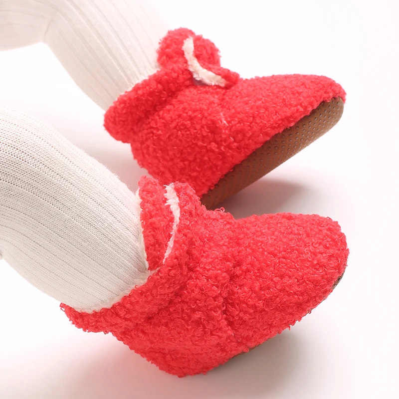 Neugeborenes Baby, Junge, Mädchen, weiche Fleece-Booties, Stay On, Säuglingshausschuhe, Socken, Schuh, rutschfester Greifer, Kleinkind-Erstwanderer, Winter-Knöchel – Detail 15