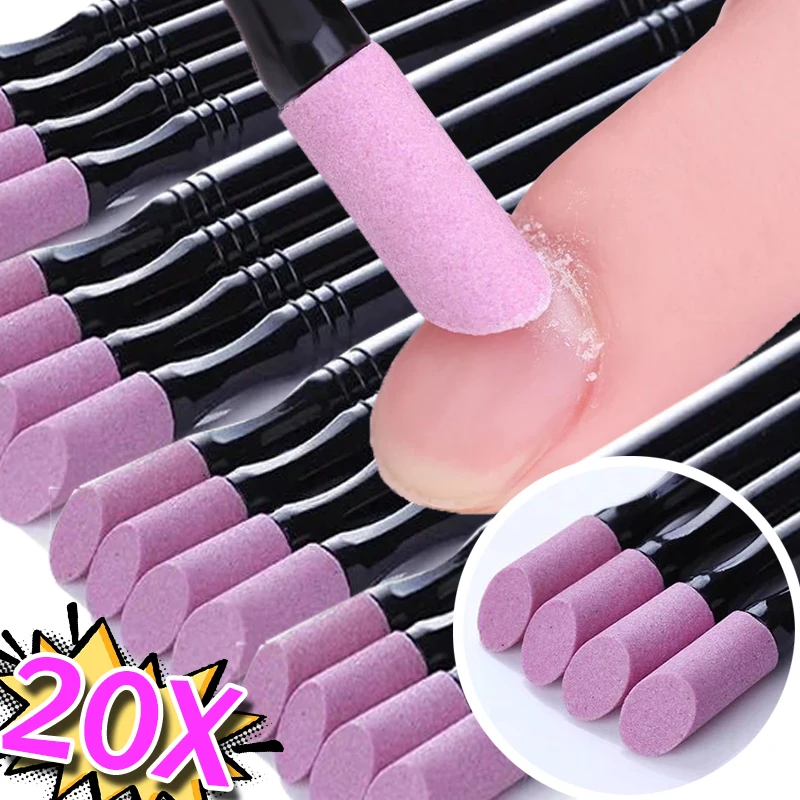 20PCS Nail Quartz Pen Nail Cuticle Sanding Buffer Portable Dead Skin Remover Pusher UV Gel Polish Manicure Care Scrub Files Tool