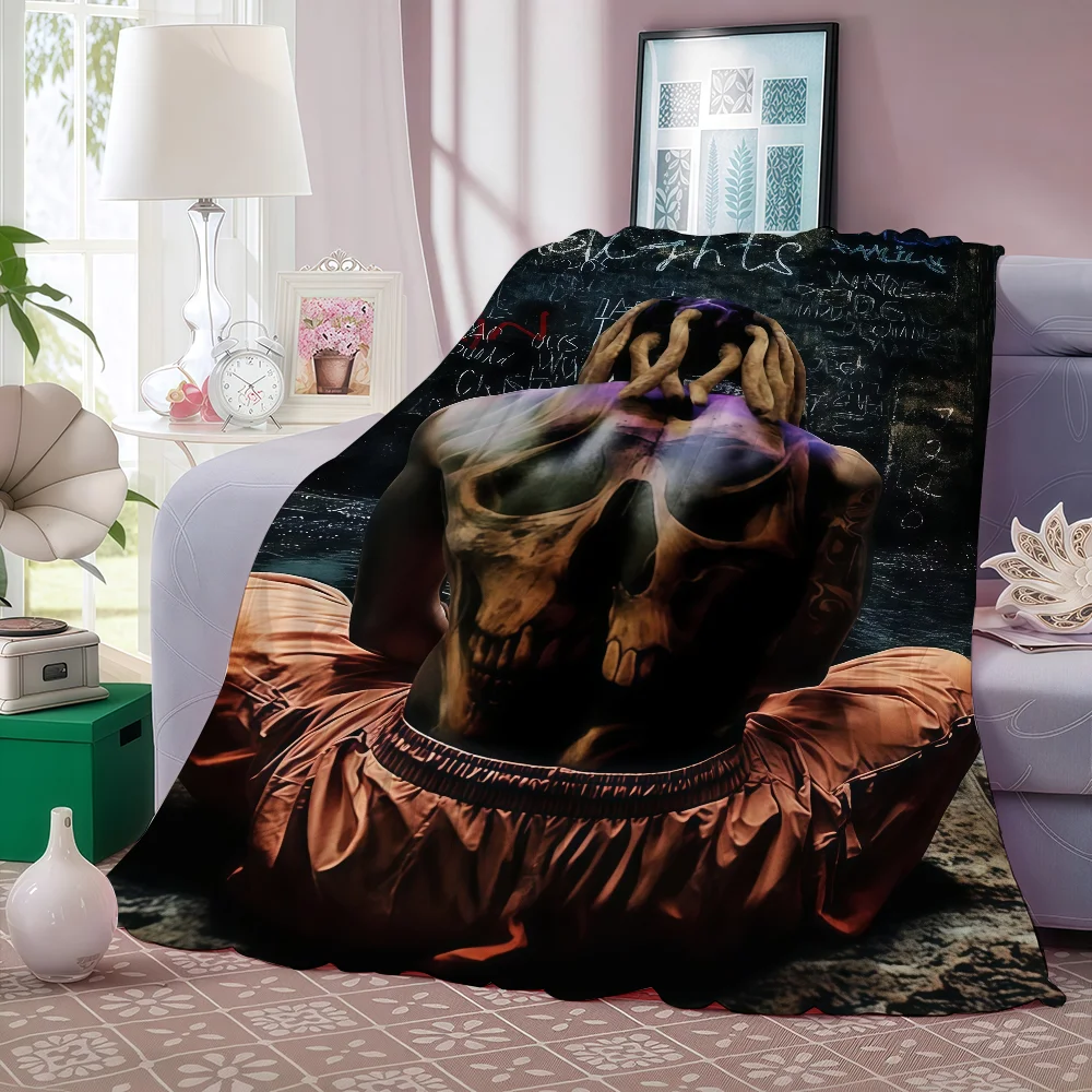 مغني الراب L-lil Durk بطانية دافئة وناعمة مناسبة لغرفة النوم وغرفة المعيشة وأريكة السرير والمكتب والسفر والتخييم