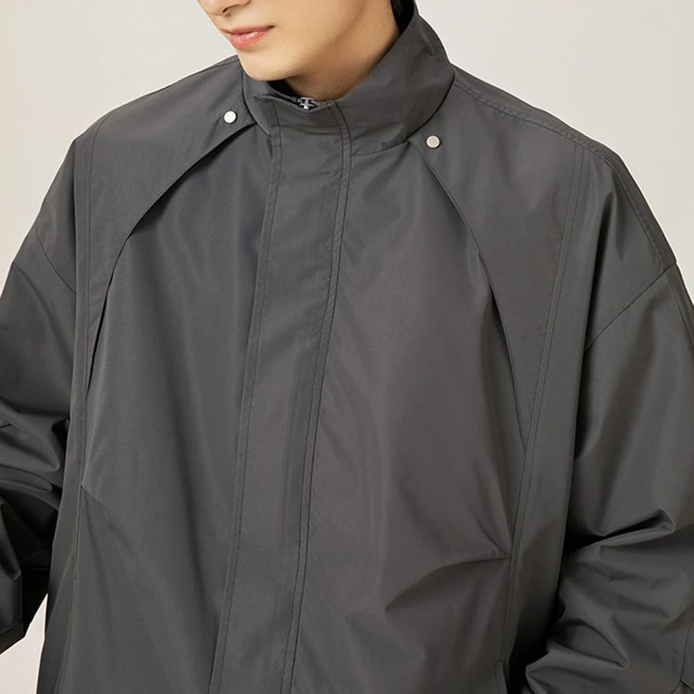 

Beige Men's Cargo Jacket Anti Splash Jacket Daily Wear Outerwear Long Sleeve Outerwear Men's Fashion For Spring
