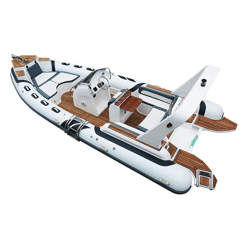 China 7m Large Hypalon Rigid Hull Inflatable Fishing Speed Rowing Boat Outboard Ocean Waters Kayak Made Durable Aluminium PVC