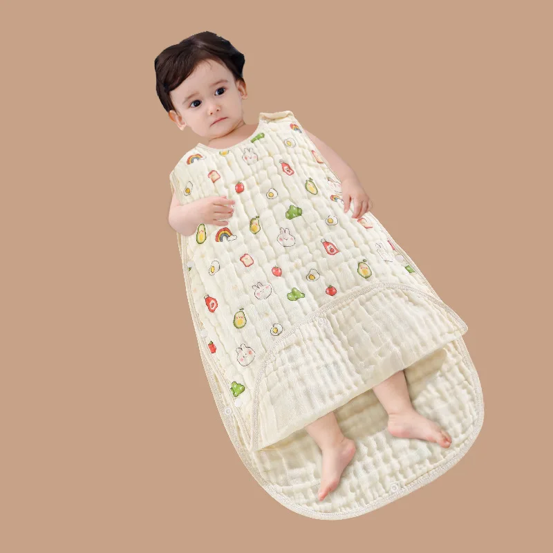 Vest Type Baby Four Seasons Sleep Bag Cartoon Cotton Gauze Air Conditioning Room Swaddling Holding Quilt Newborn Anti-kick Quilt