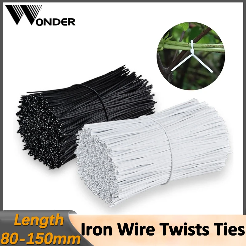 20-500Pcs White/Black Plastic Coated Iron Wire Twists Ties Multifunction Cable Ties Cable Wrap Organizer