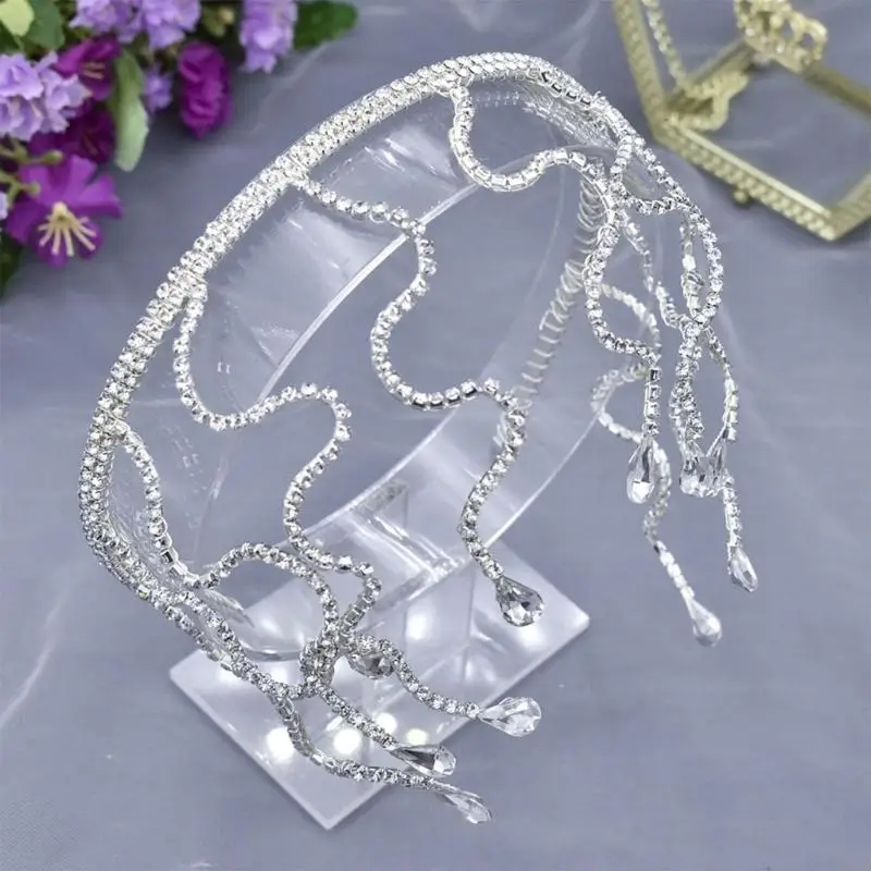 

P8DB Crystal Bridal Headband Wedding MedusaHeadband Snake RhinestoneSnake Headband Snake HeadChain MedusaCrown Headpiece