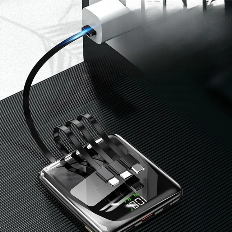 

Power bank, super fast charging, three-in-one with its own cable, mobile power supply, small and mini, portable.