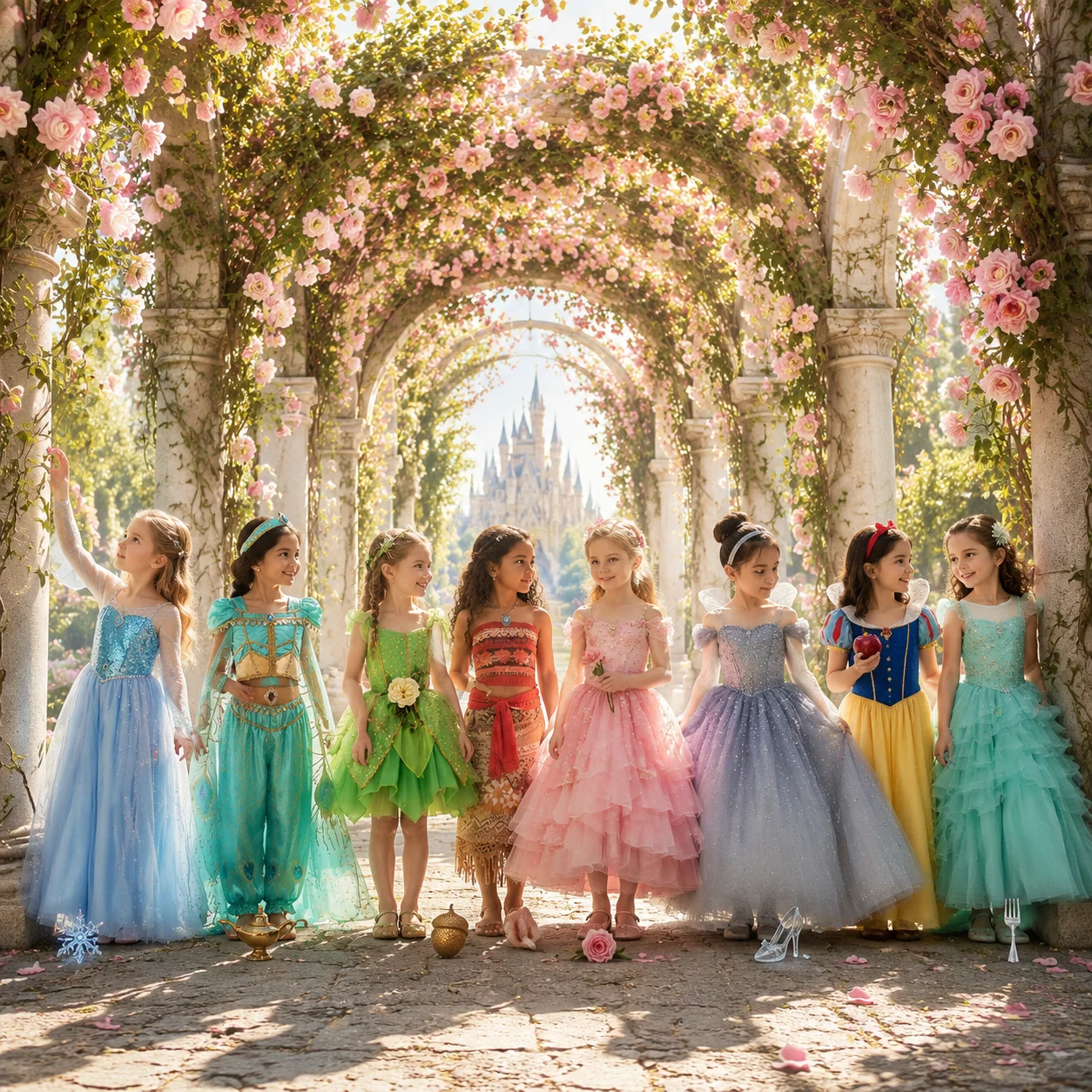 

Luxury Princess Dress Set Cinderella Snow White Aurora Rapunzel for Girls Halloween Birthday Cosplay Costume Kids 2-8Y