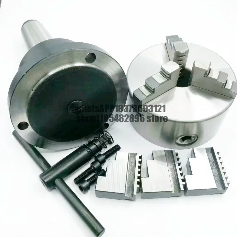 Lathe rotary chuck, cone handle fixed flange inner round grinding three claws four claws