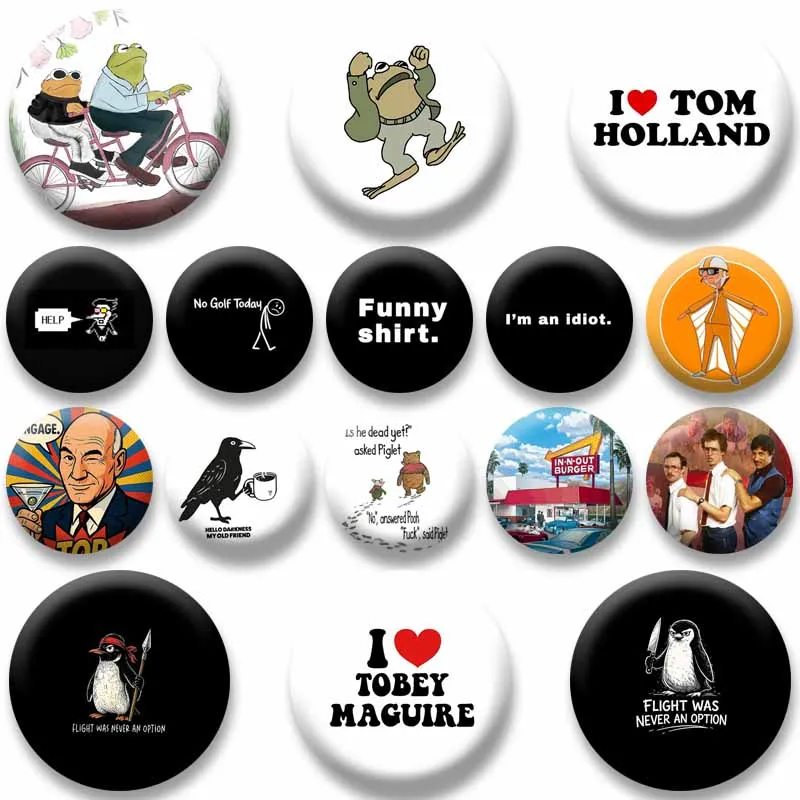 Creative Funny Soft Button Pins Frog and Toad Car-bee Meme Brooch Cartoon Snap-in Badge Bag Jacket Collar Decor Accessories Gift