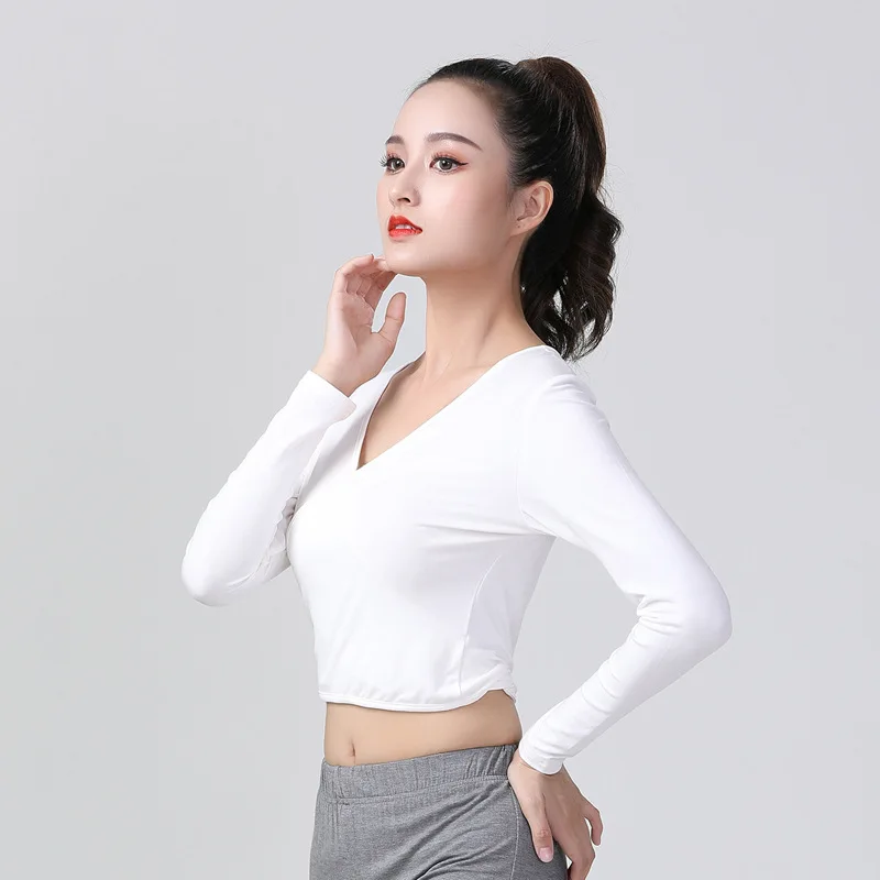 Women Latin Dance Costume Lace-up Large Size Long Sleeve Top Comfortable Soft Fabric Autumn Practice Modern Dancing Clothing