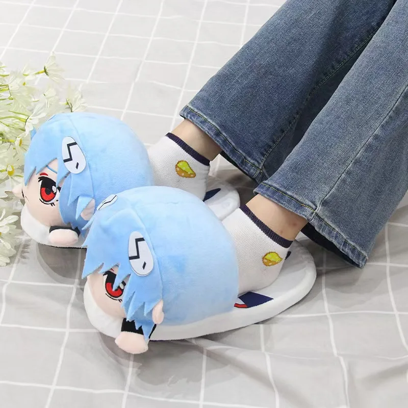 Pantofole da casa per coppia di cartoni animati Pantofole in peluche per soldato evangelico del nuovo secolo Rei Ayanami Animazione Pantofola in