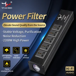 2200W EU AC Plug Power Strip Safety Switch Hi-End Hifi Theater Audio European Standard Plug Socket Network Filte Audio Noise