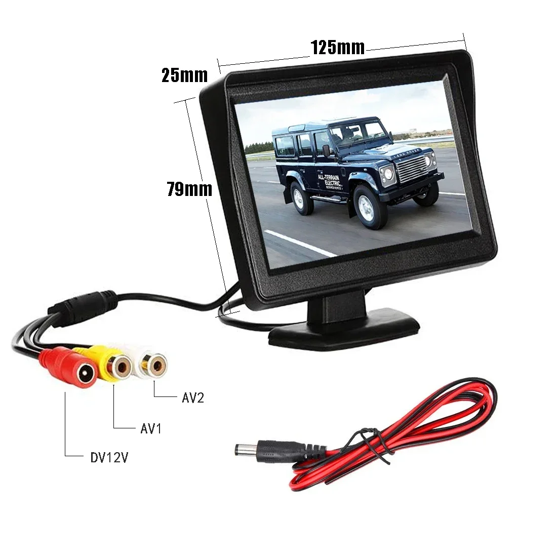 AV TFT LCD 4.3inch Car Rearview Monitor Rear View Camera Reverse Image Display Screen 480 Pixel 9-36V CVBS PAL/NTSC Universal