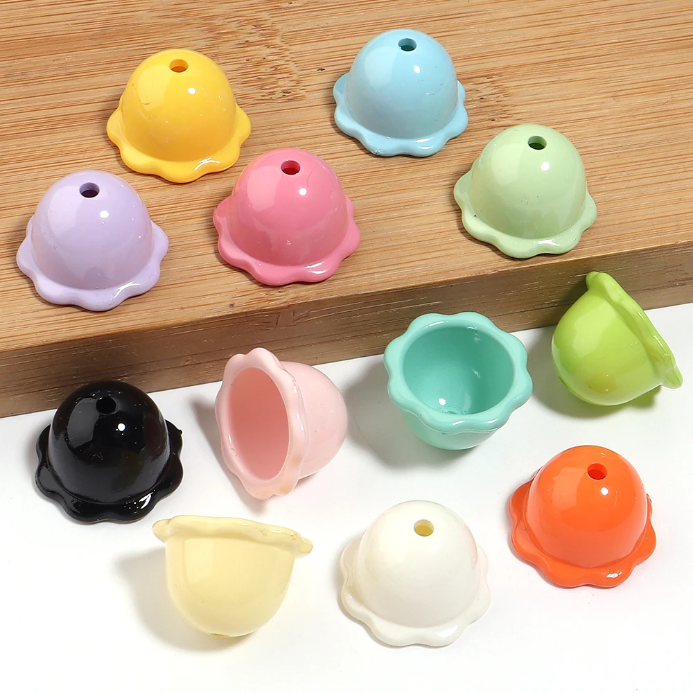 5/12pcs Solid Color Acrylic Wind Bell Beads Caps Jellyfish Spacer Bead For DIY Earring Keychain Phone Chain Charm Jewelry Making