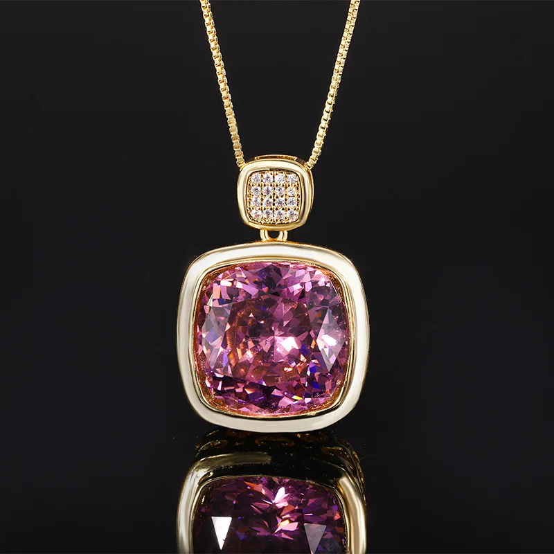 New Jewelry Red Corundum Gold Vintage Exquisite Pendant Necklace Main Stone 16*16