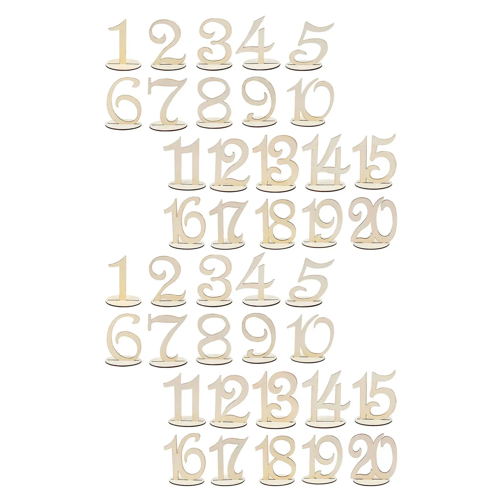 40Pcs Wedding Table Numbers Wooden Freestanding Table Number Stands for Reception Party Catering Boho Wedding Decor