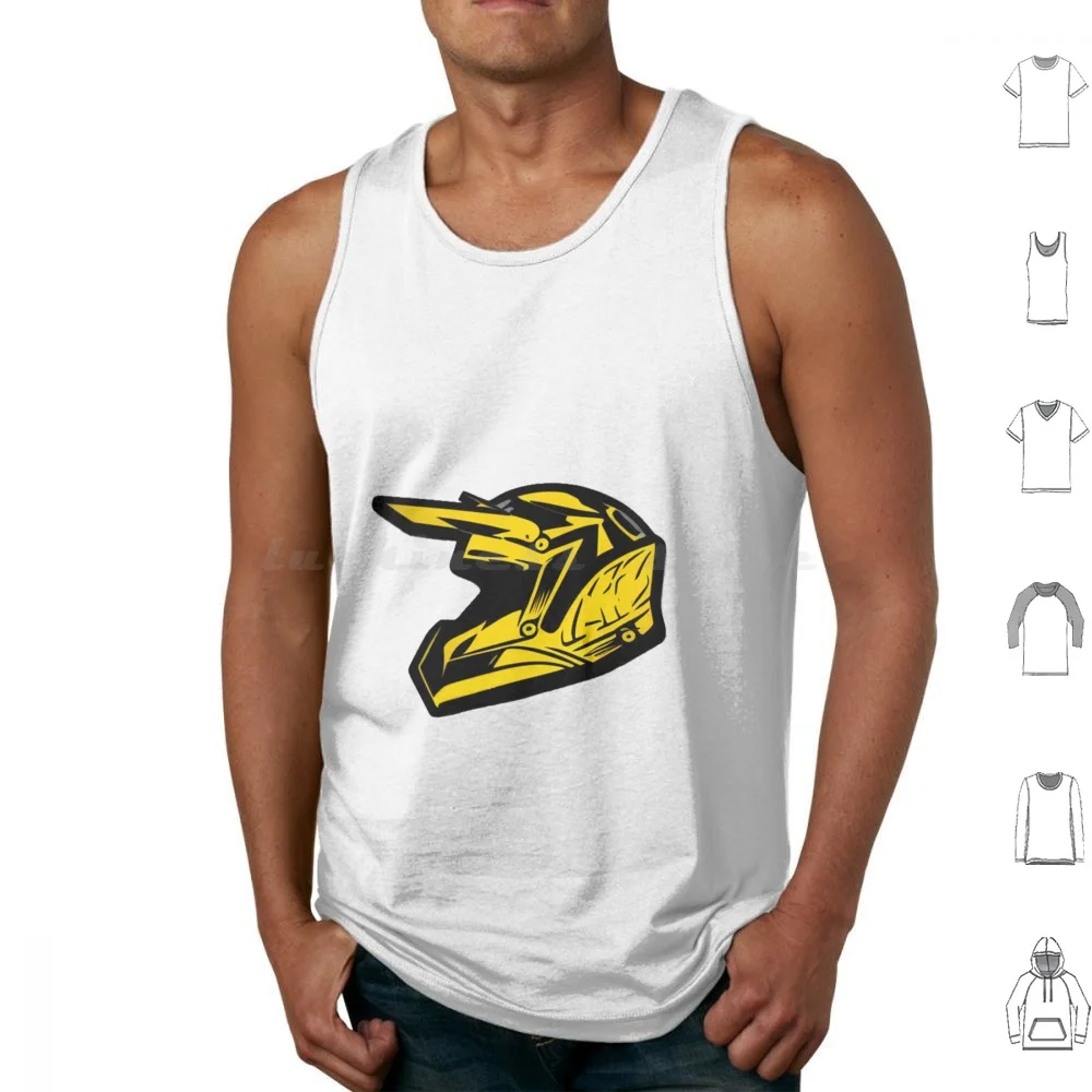 Yellow And Black Motorcycle Helmet , Motorcyclist , Riding A Motorbike Tank Tops Vest Sleeveless Yellow Black Gray Beautiful