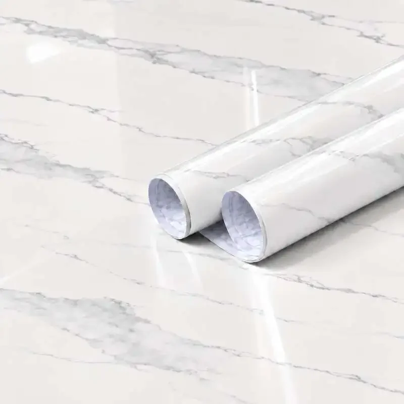 Glossy Marble-Pattern Kitchen Backsplash Sticker Heat-Resistant Stain-Resistant Suitable For Refurbishing Countertop Tabletop.