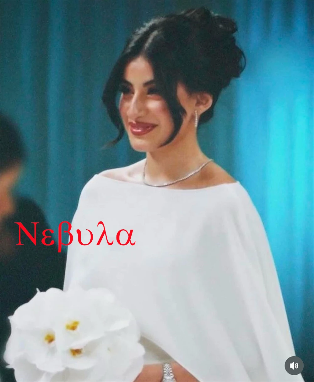 맞춤 제작된 고급스러운 화이트 새틴 웨딩드레스, 고품질 보트넥 숄 슬리브리스 채플 트레인 머메이드 브라이덜 가운