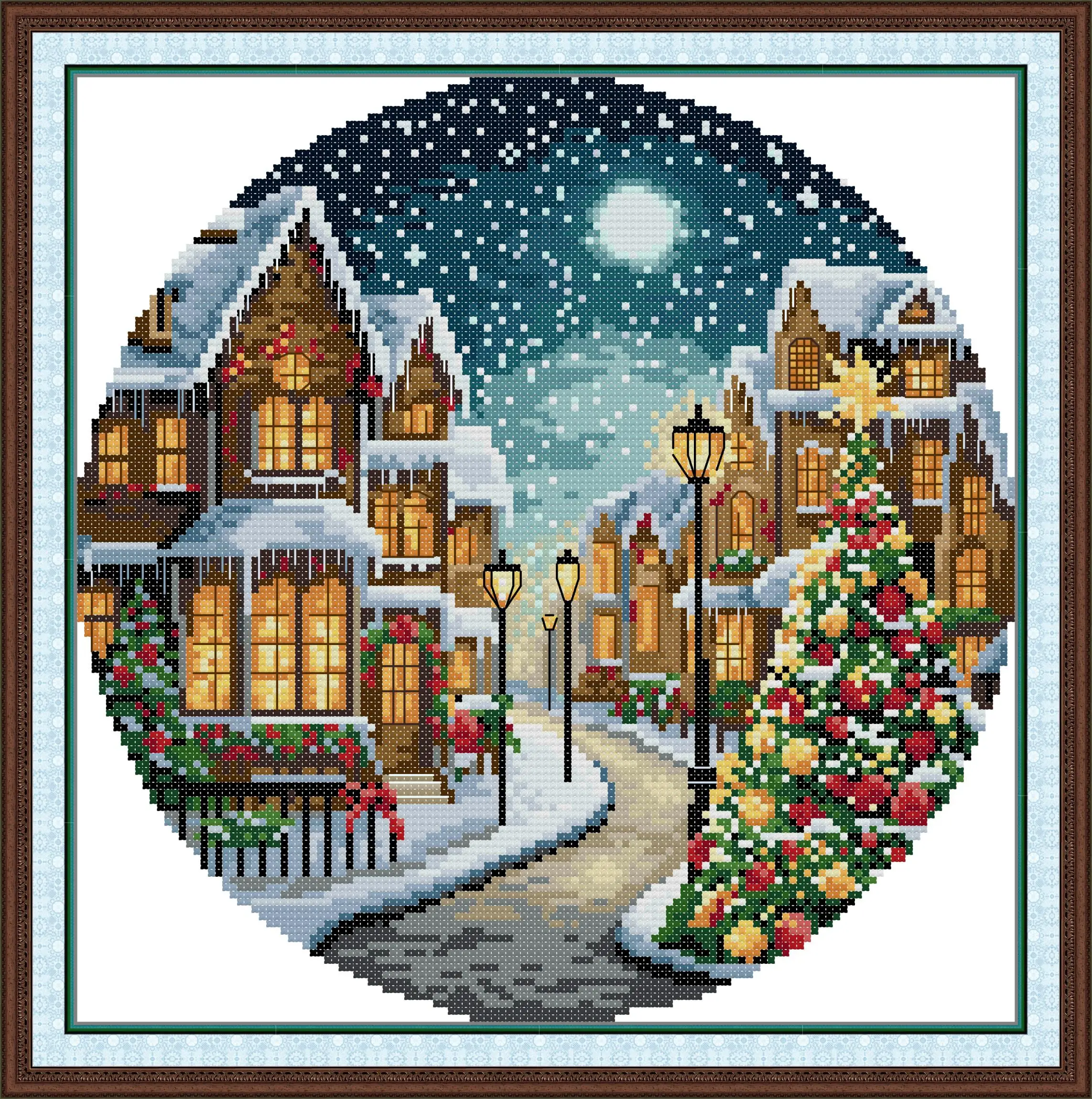 News Pre-Printed Cross Stitch Kit, Stamped Aida Fabric With DMC Threads,Easy To Follow - Christmas Eve 3
