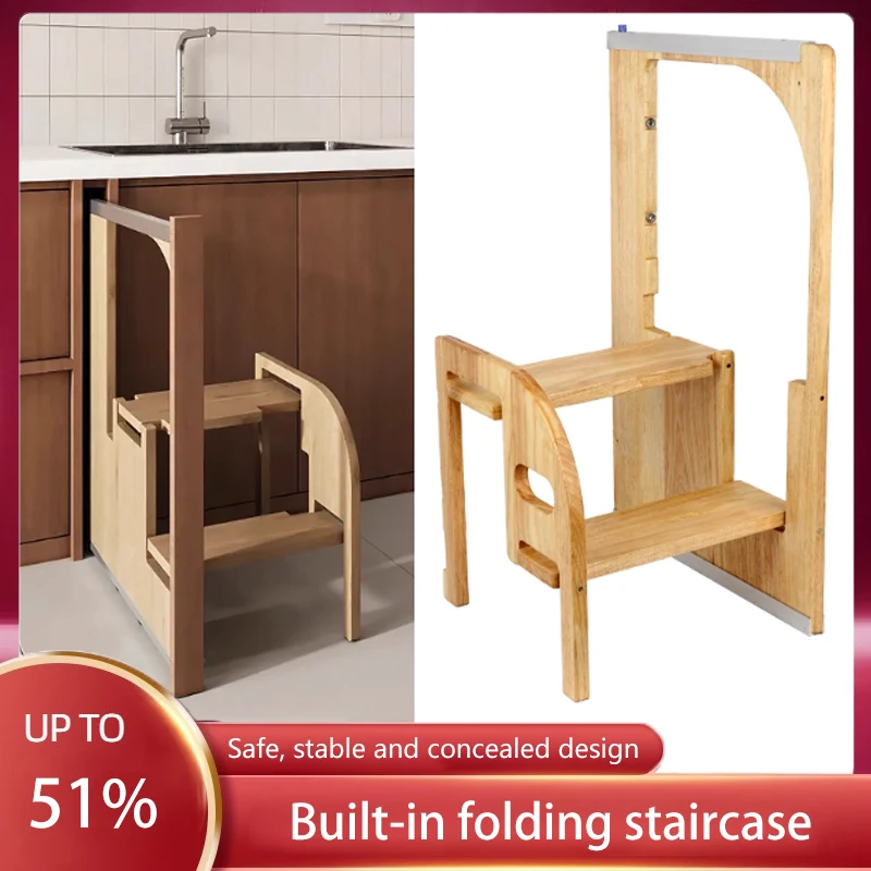 

Hidden Built-In Stepping Ladder For Laundry Machine Cabinet Ultra-Slim Retractable Tool Household Foldable 2-Step Stool