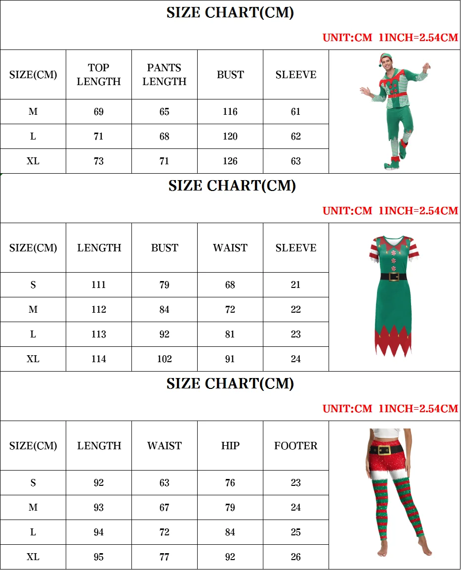 Zawaland 여성용 크리스마스 엘프 코스튬 세트, 반팔 원피스, 하이 웨이스트 레깅스, 성인 남성 의상, 크리스마스 선물